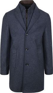 Suitable K150 Coat Wool Blend Plaid Dark Blue 