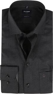 Olymp Luxor Shirt Pied De Poule Black