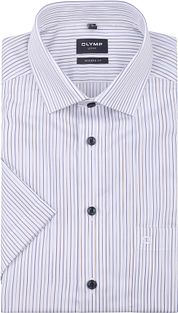 OLYMP Short Sleeve Shirt Luxor Stripes Blue 