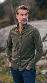NZA Shirt Omar Fine Corduroy Olive Green