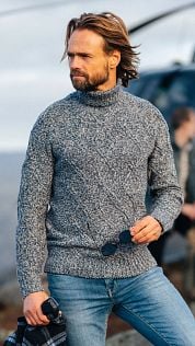 NZA Rollneck Pullover Eli Cable Melange Navy