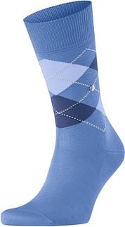 Burlington Manchester Socks Checkered Blue 6550