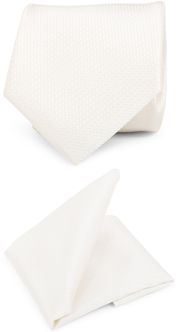 Suitable Pochet Stropdas Set V-Design Off-White