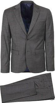 Suitable Suit Toulon Wool Check Grey Brown
