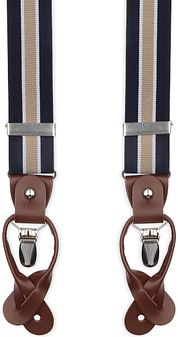 Suitable Luxe Suspenders Navy Stripe Beige