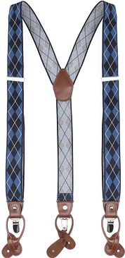 Suitable Luxe Suspenders Checks Navy
