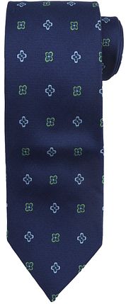Suitable Tie Silk Stripe Flowers Navy 