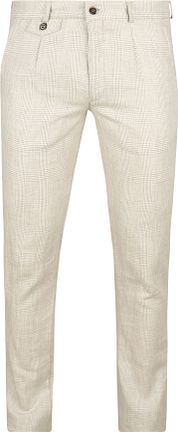 Suitable Chino Linen Blend Checks Beige
