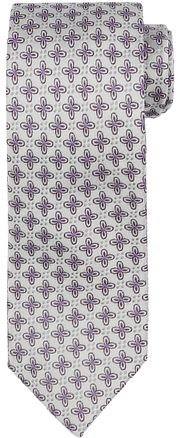 Suitable Tie Silk Stripe Flowers White