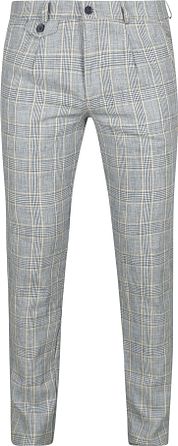Suitable Chino Linen Blend Checks Blue