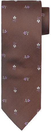 Suitable Tie Silk Stripe Flowers Brown