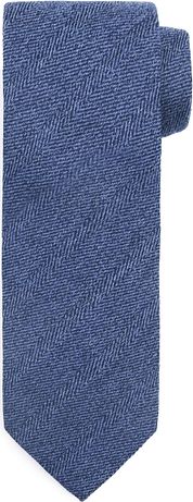Suitable Tie Wool/Silk Herringbone Indigo