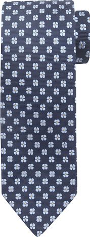 Suitable Tie Silk Stripe Flowers Navy