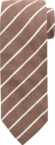 Suitable Tie Linen Stripe Brown