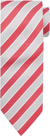 Silk Tie Red Grey Stripes