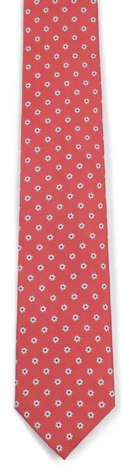 Suitable Cravate Soie Mini Fleurs Rouge 