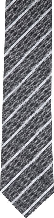 Cravate Soie Gris Blanc Rayure K82-1
