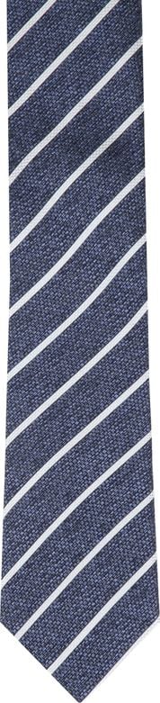 Cravate Soie Bleu Blanc Rayure K82-2