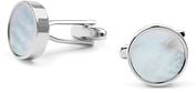 Cufflinks Studs Round Silver White