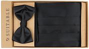 Suitable Cumberband Bow Tie Set Black