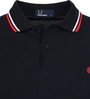 FRED PERRY Navy Polo T-Shirt-Blu Marino/Rosso/Bianco Doppia Punta M3600-471 
