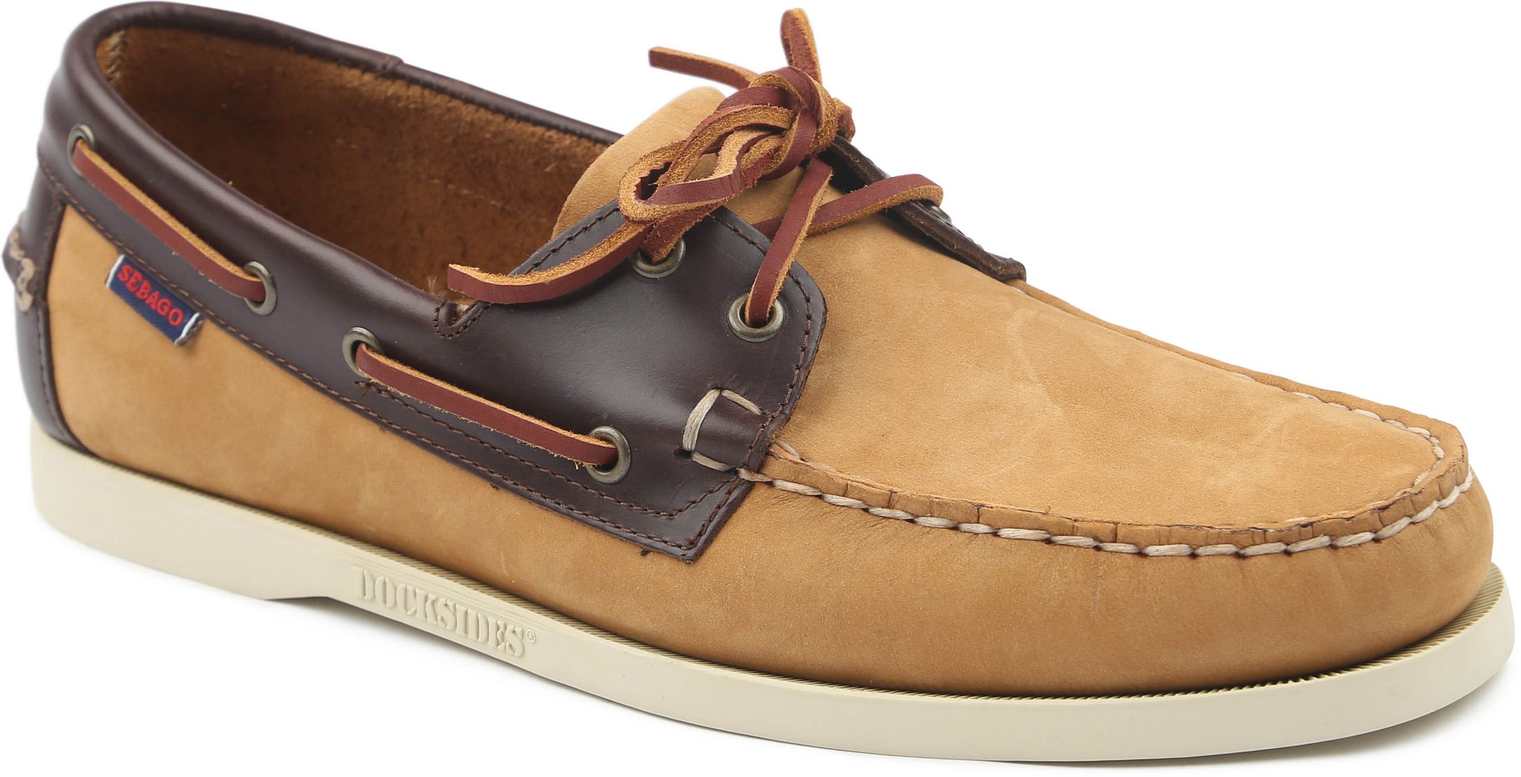 Sebago Bootschoenen Docksides Portland Beige Bruin 78123HW-Yellow Mustard - Dk Brown kopen | Suitable