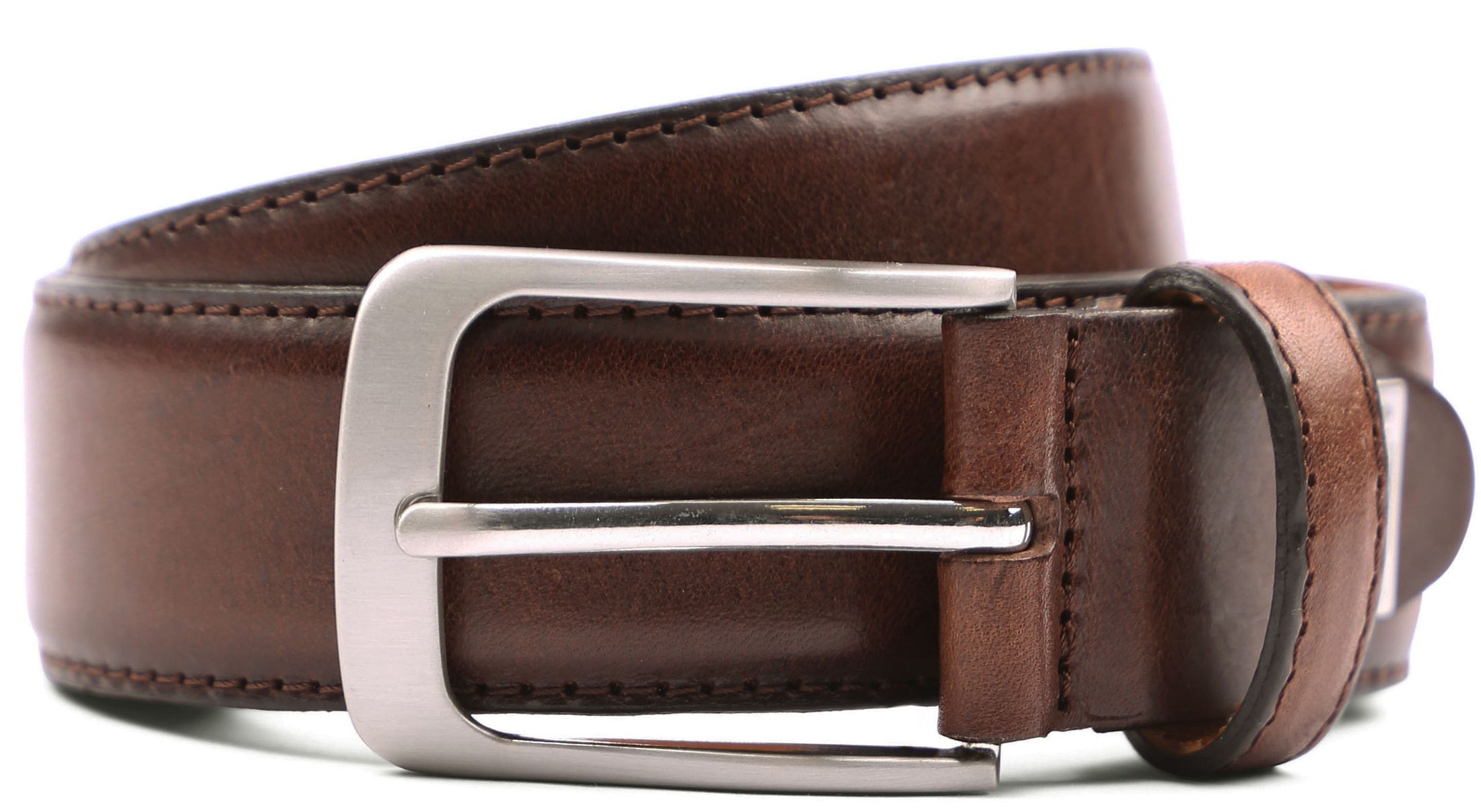 Profuomo Leather Belt Polish Brown PP1R00078