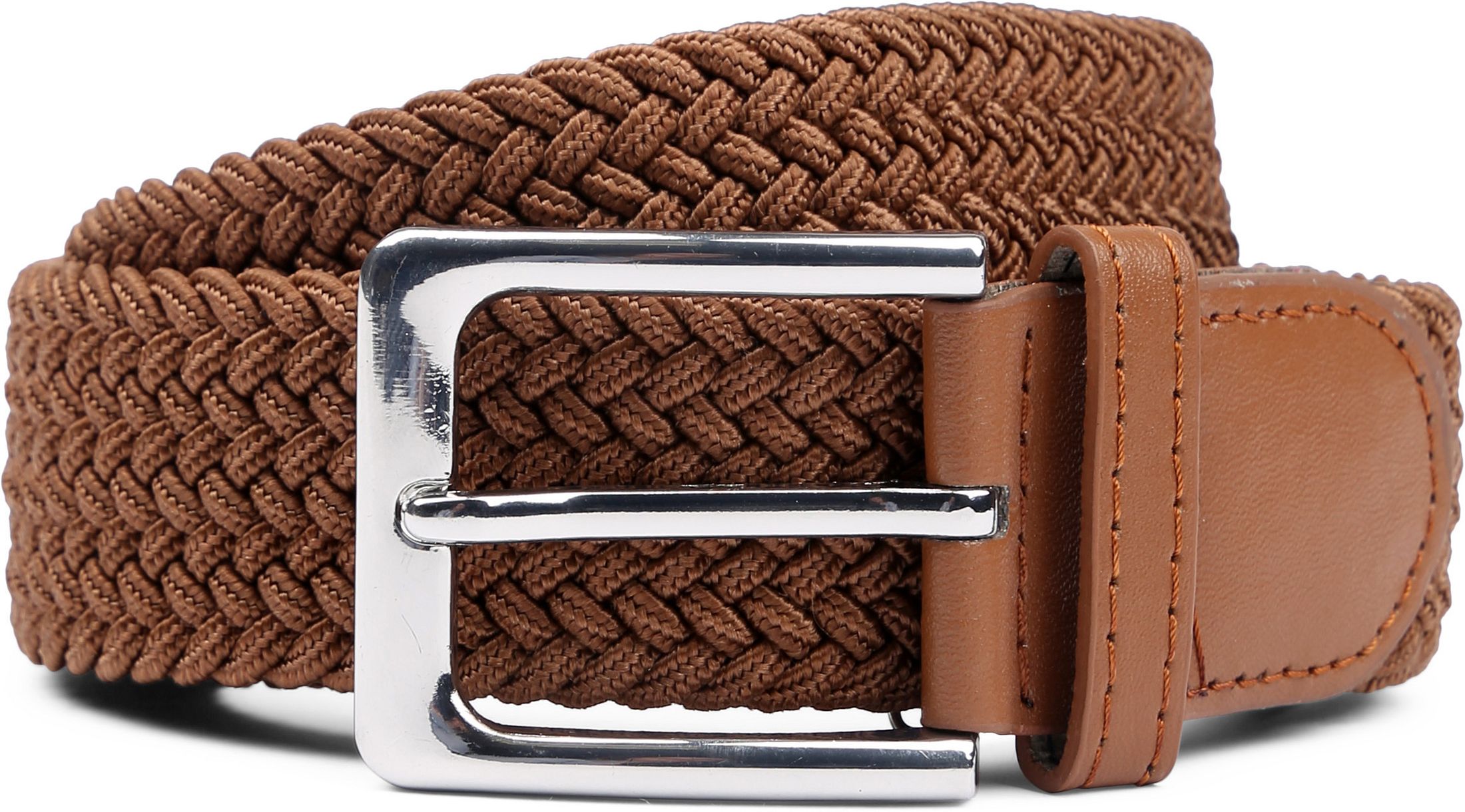 Suitable Geweven Riem Taupe Cognac Riem Elastisch Cognac kopen | Suitable