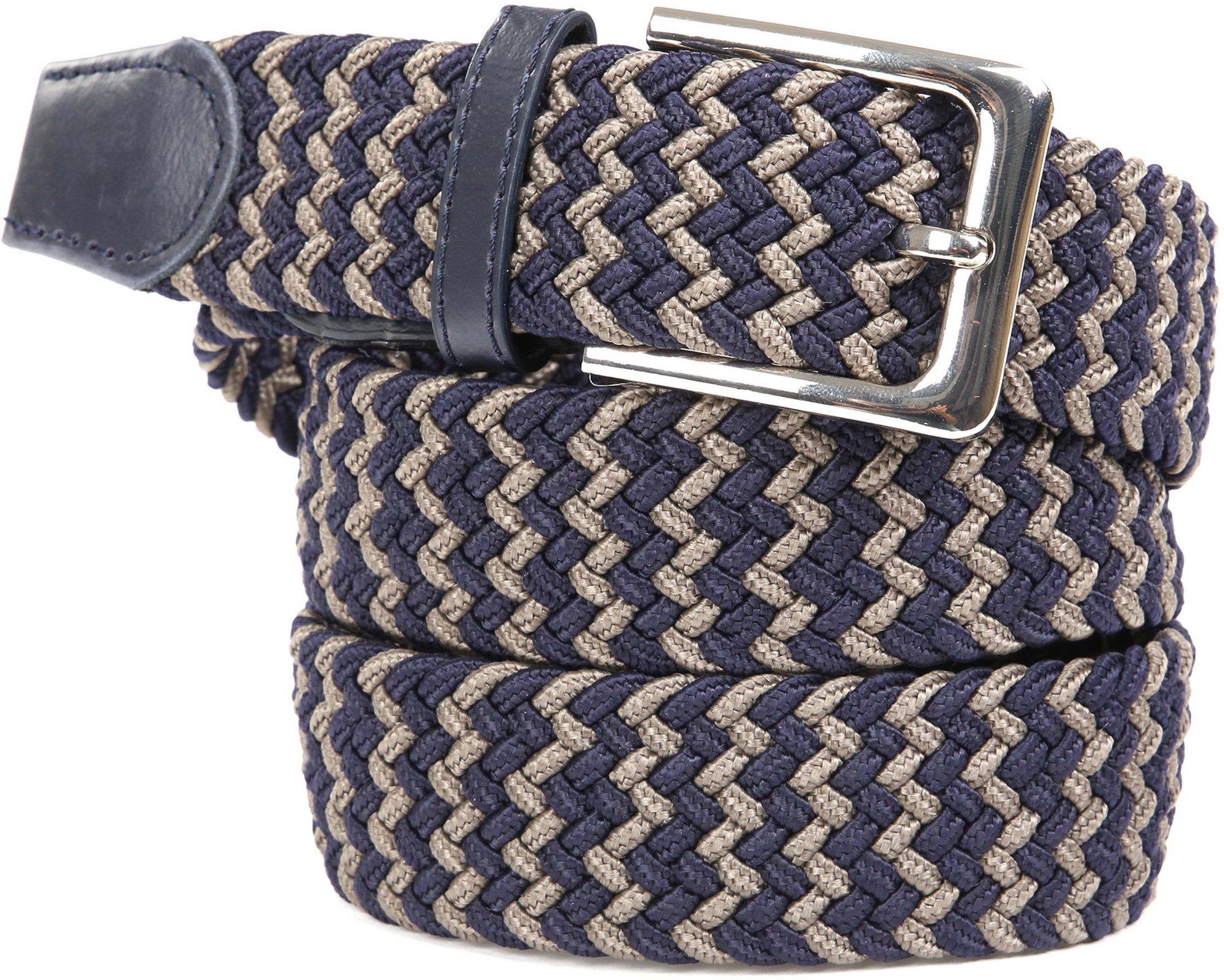 Suitable Braided Belt Navy Taupe Dark Blue Blue size 37.4