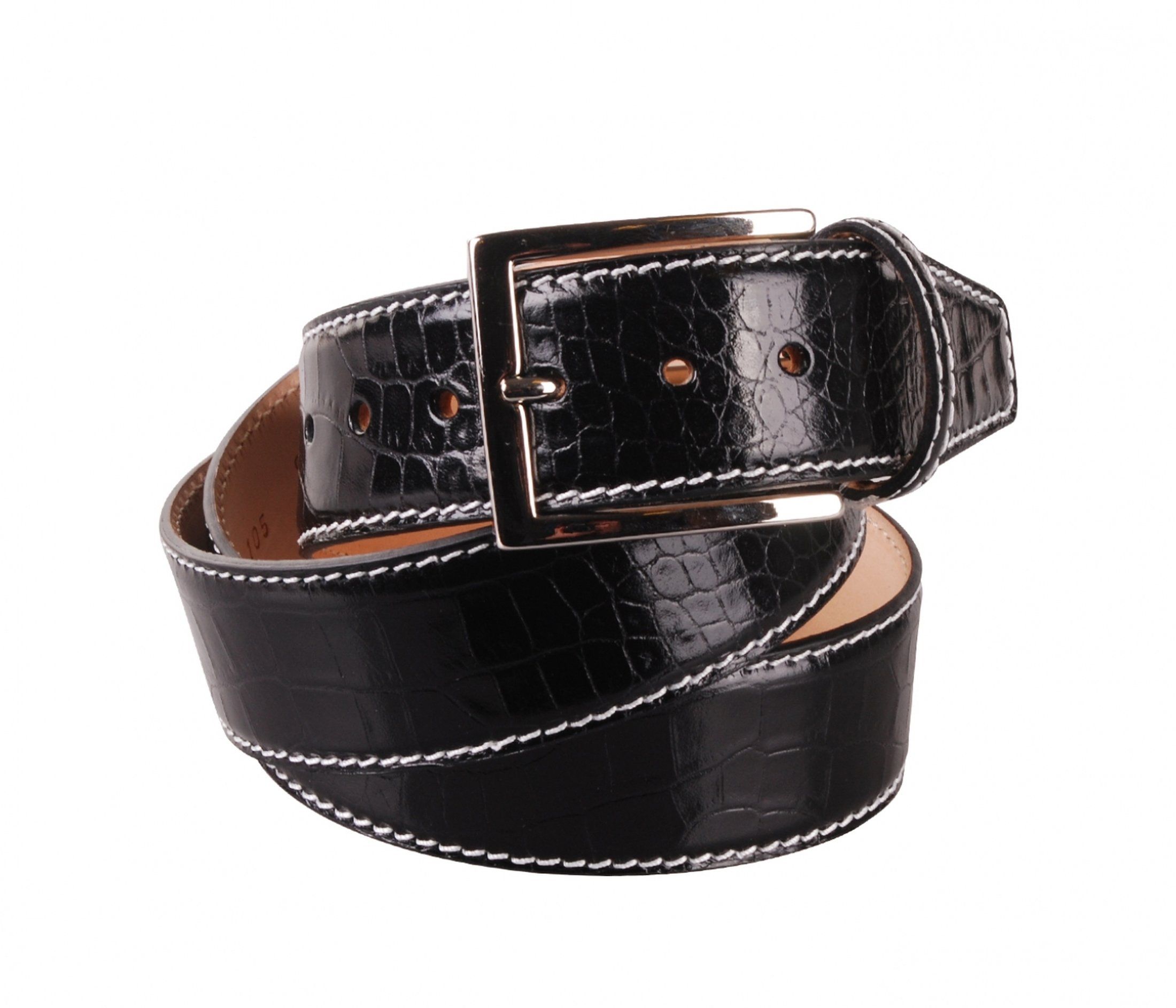 Leather Belt Croco G71 Black size 41.3
