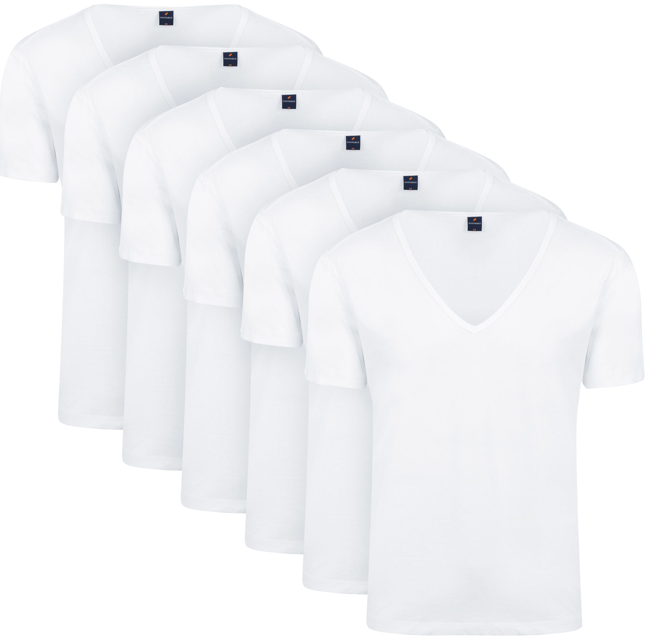 Suitable Vitaru T-Shirt Diepe V-Hals Wit 6-Pack 160-6 White kopen | Suitable