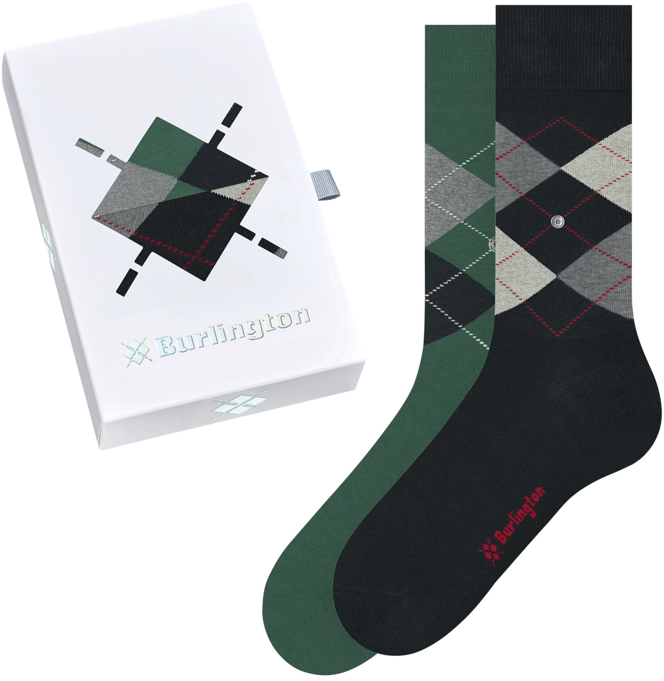 Burlington Gift Box Socks 0080 Black Dark Green Green size 40-46