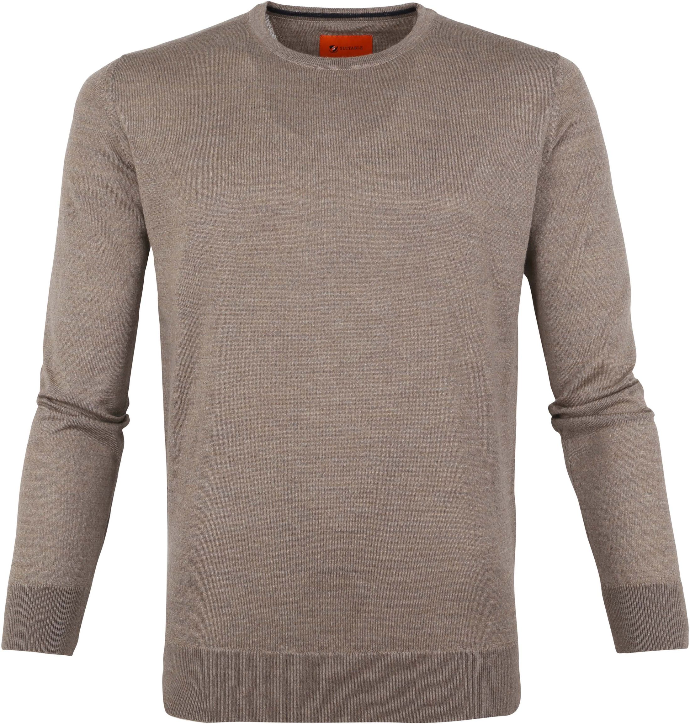 Suitable Pullover Merino O-neck Light Brown size M