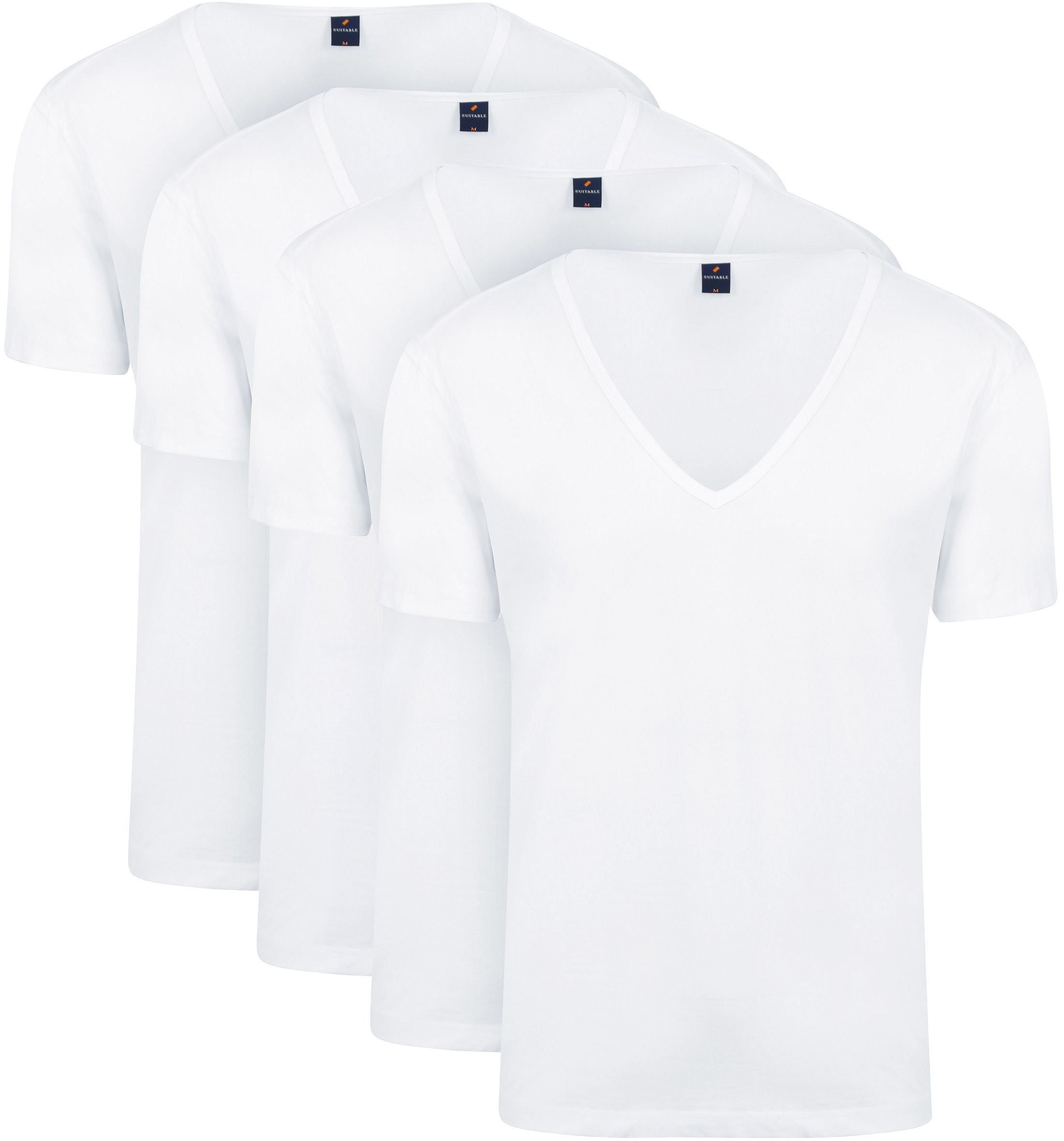Suitable T-shirt White Deep V-neck Vitaru Stretch 4 Pack 160-2 DeepV 95/5 Vitaru