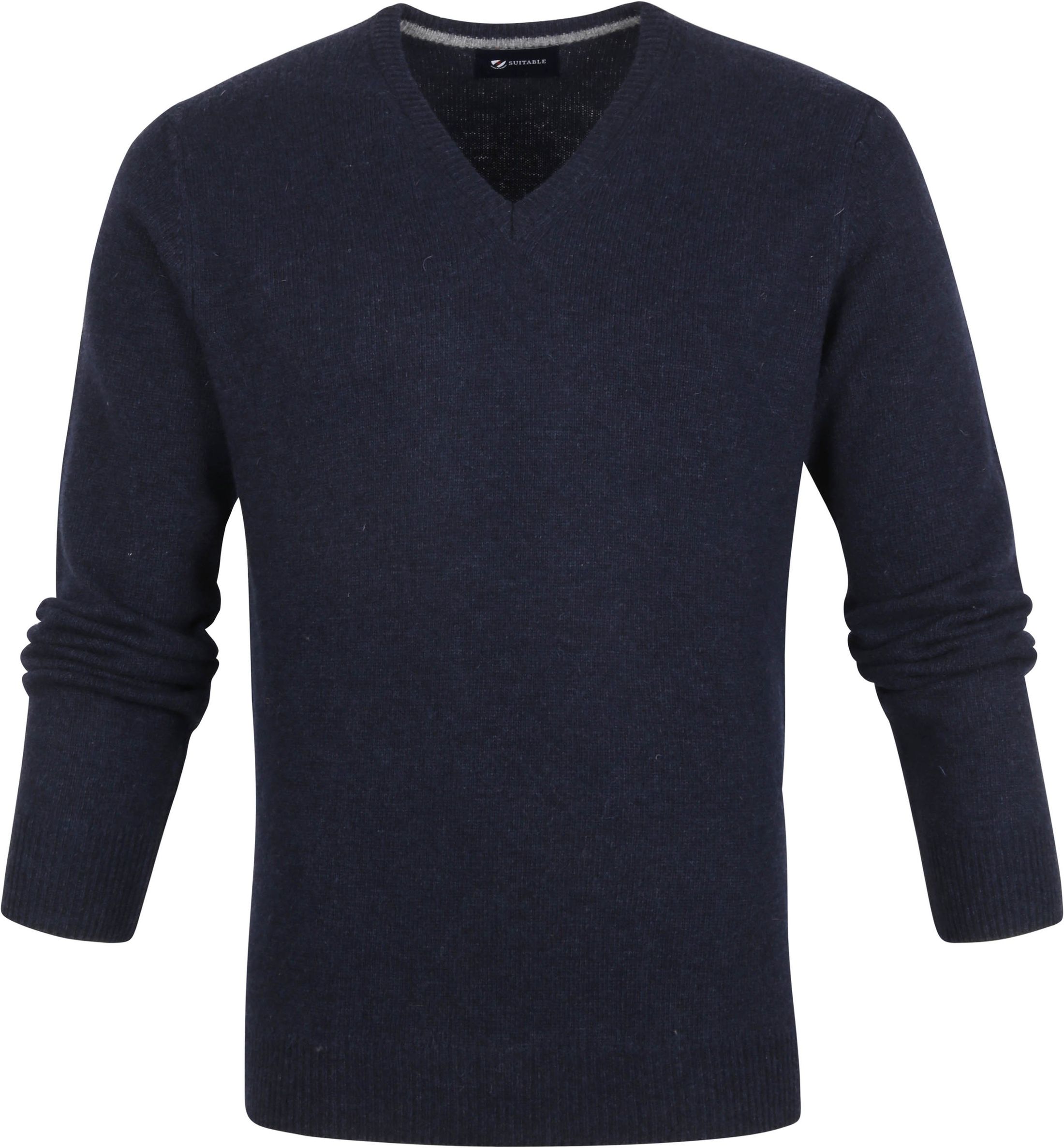 Suitable Lambswool Pullover V-Neck Navy Blue Dark Blue size M