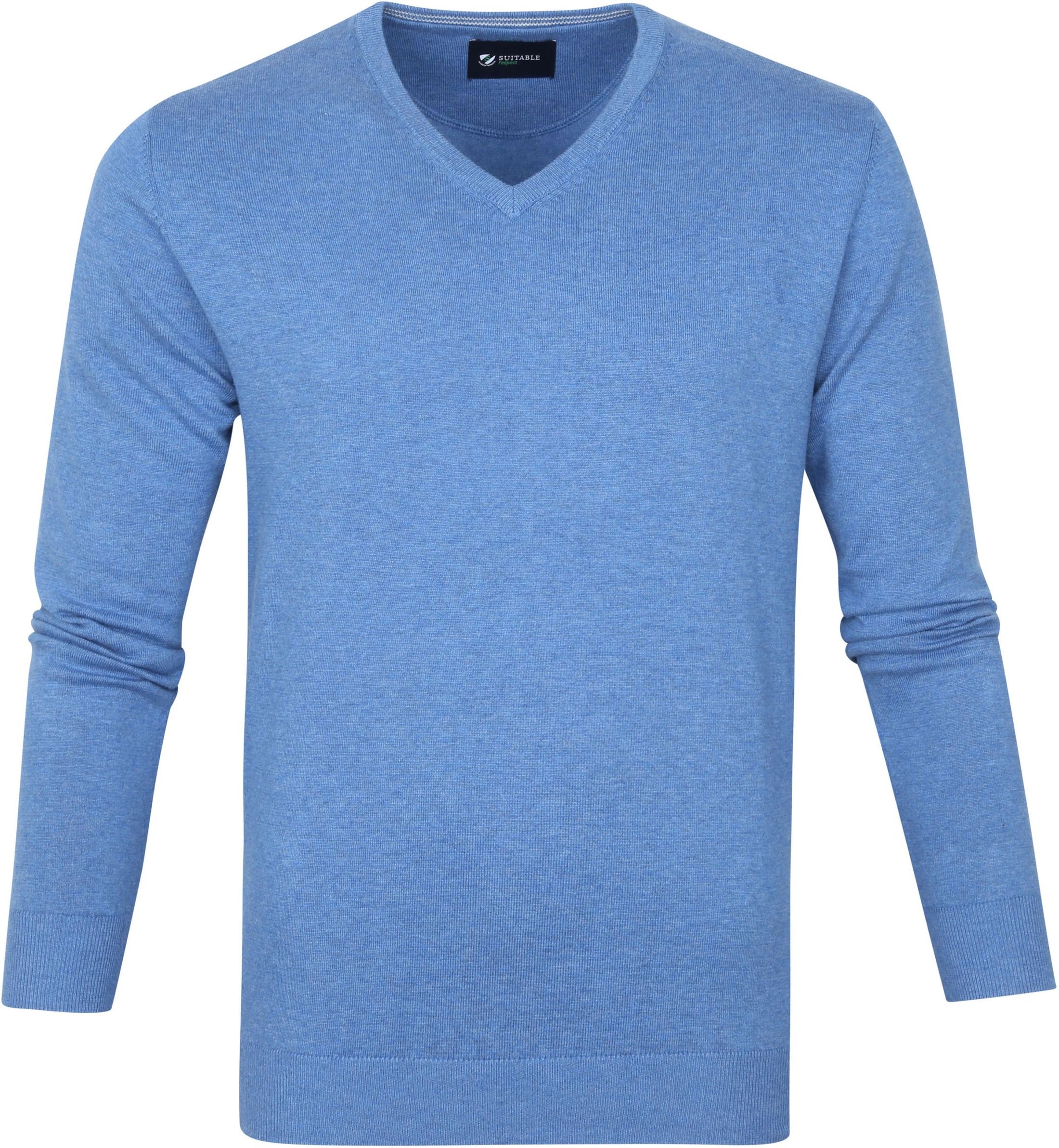 Suitable Cotton Vini Pullover V-Neck Mid Blue size 4XL