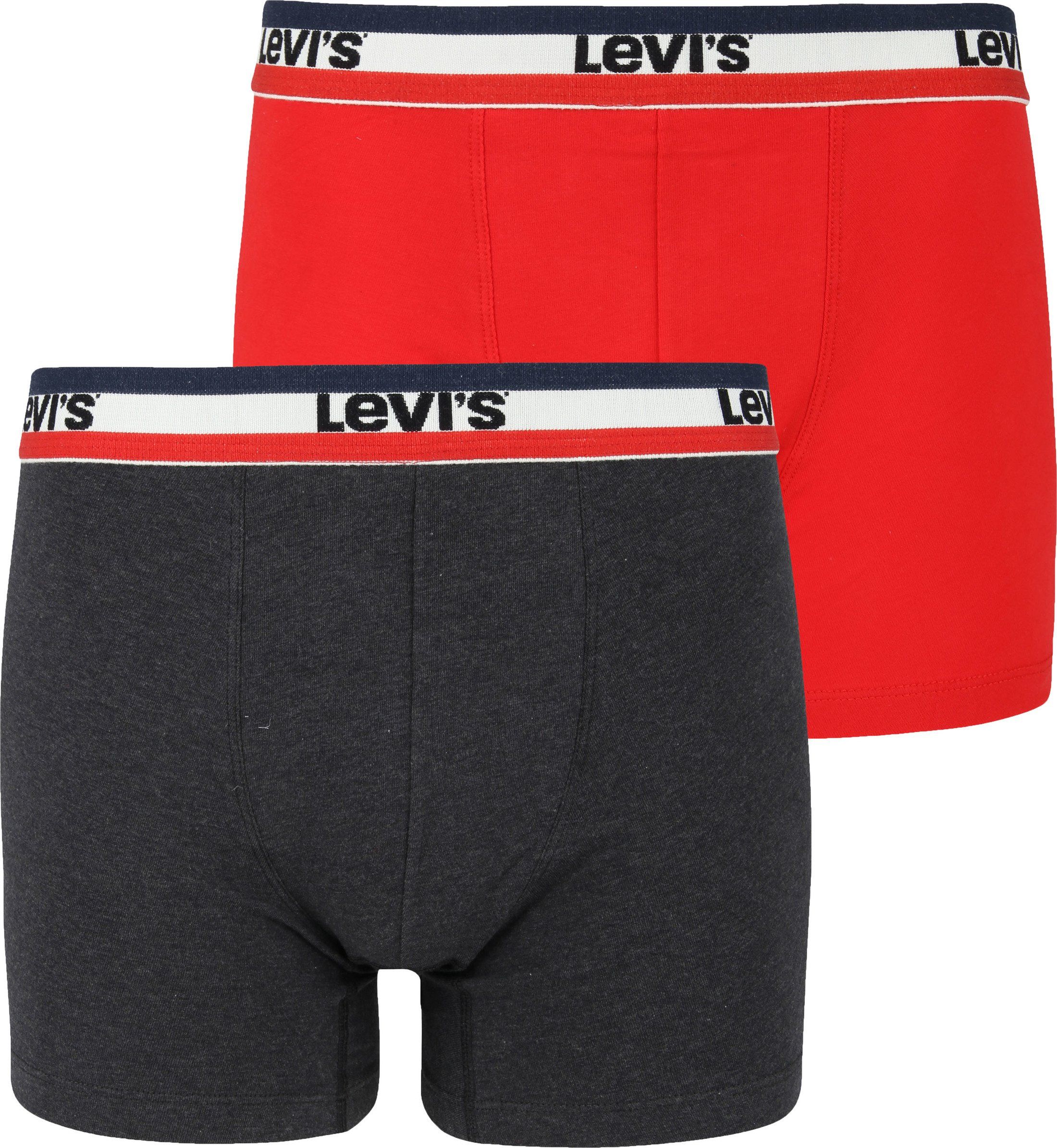 Levi's Boxer Shorts 2-Pack Dark Grey Red Grey size L