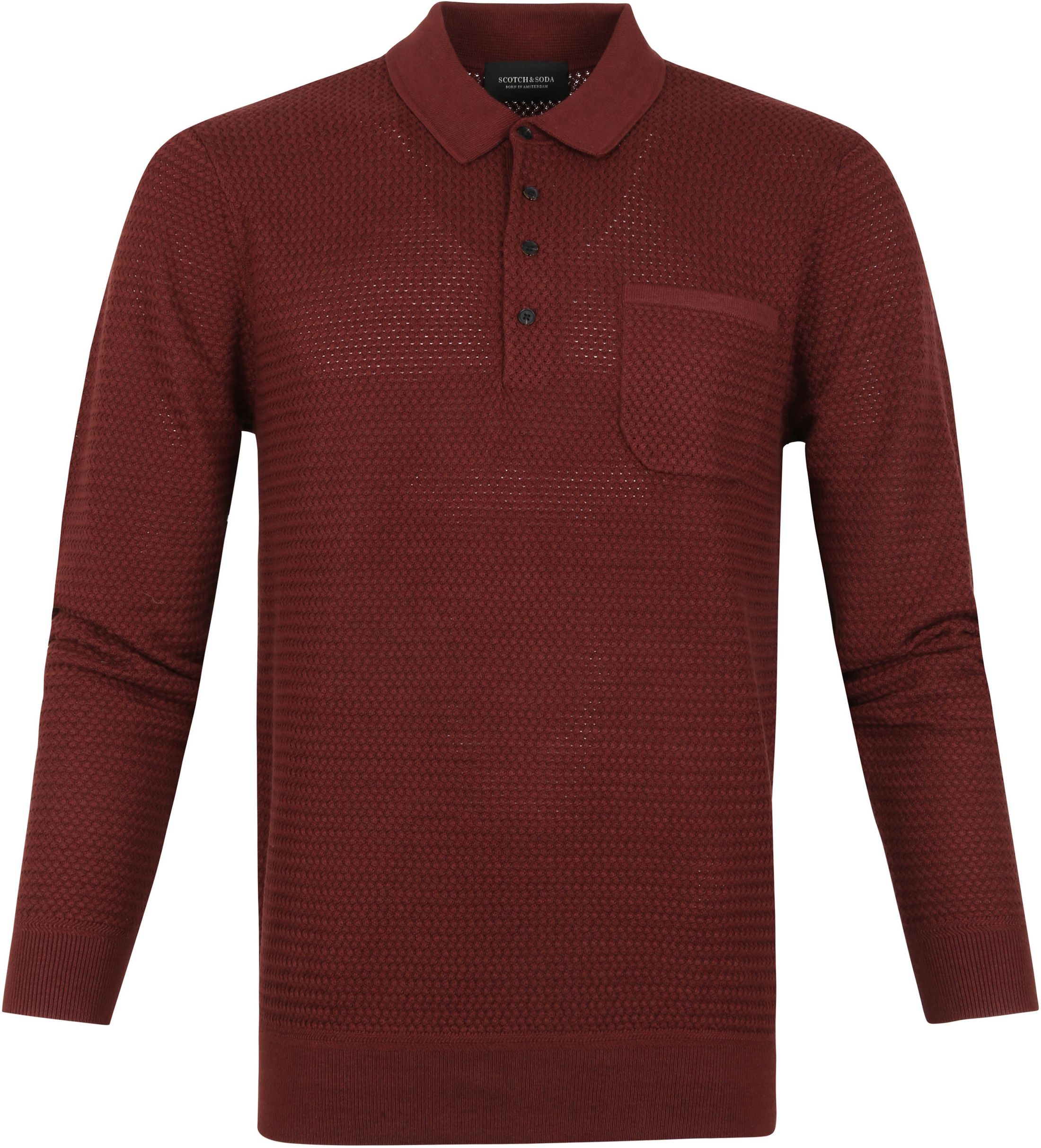 Scotch and Soda Long Sleeve Polo Bordeaux Burgundy Red size L