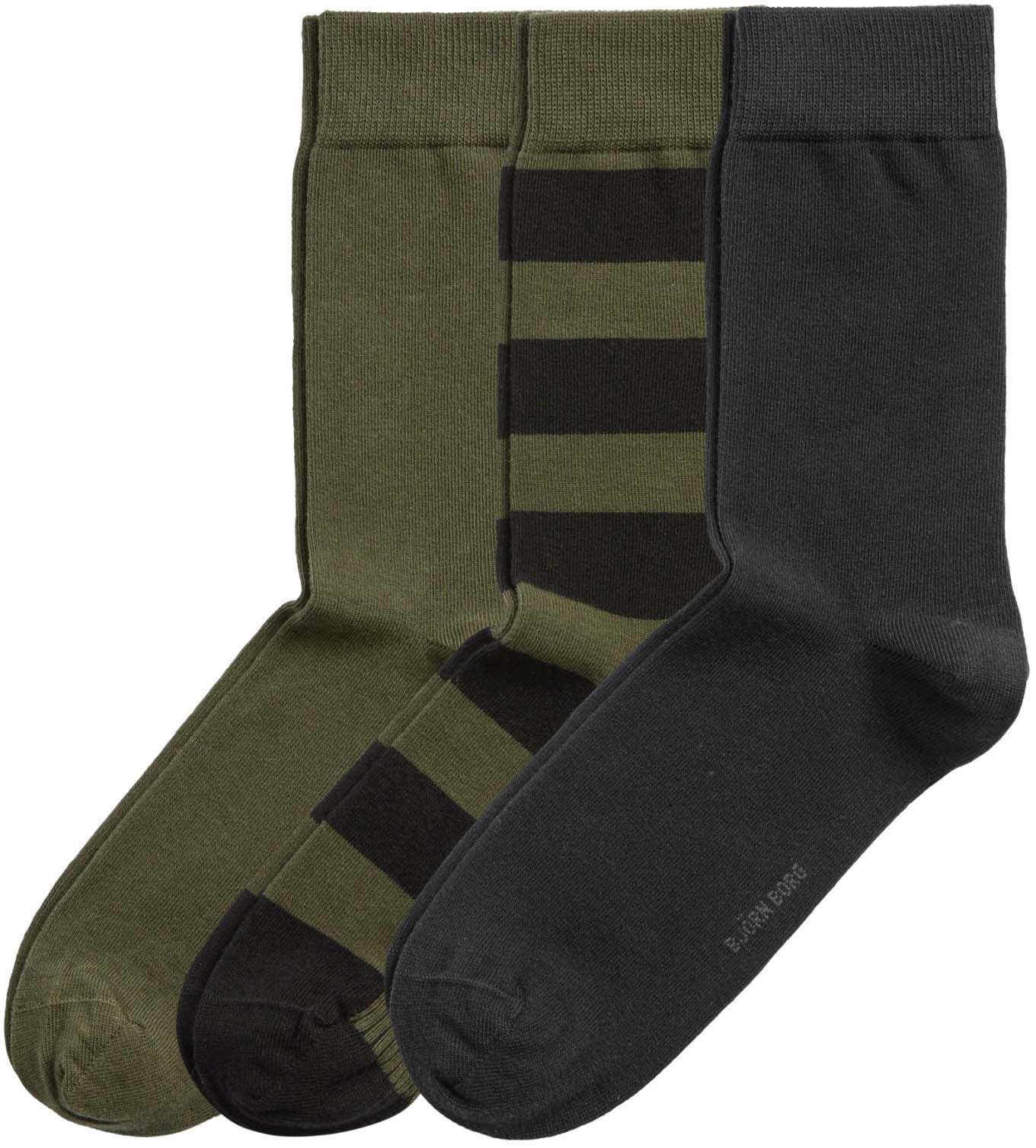 Bjorn Borg Core 3-Pack Socks Black Dark Green Green size 36-40