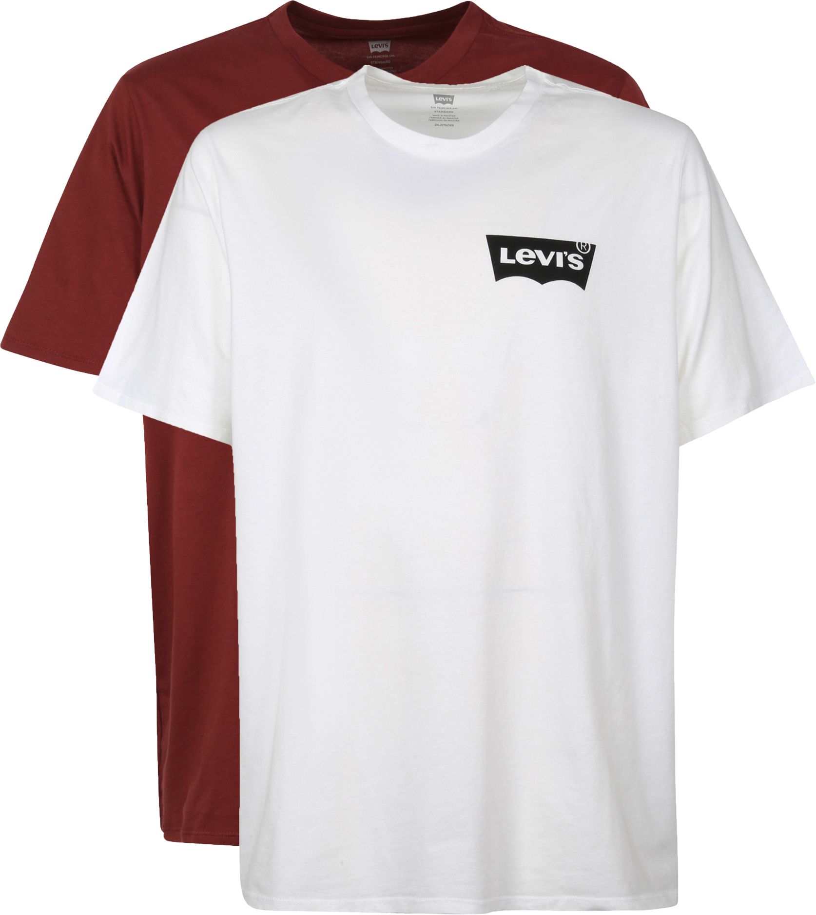 Levi's Big T-shirt 2-Pack White Red Burgundy size 4XL