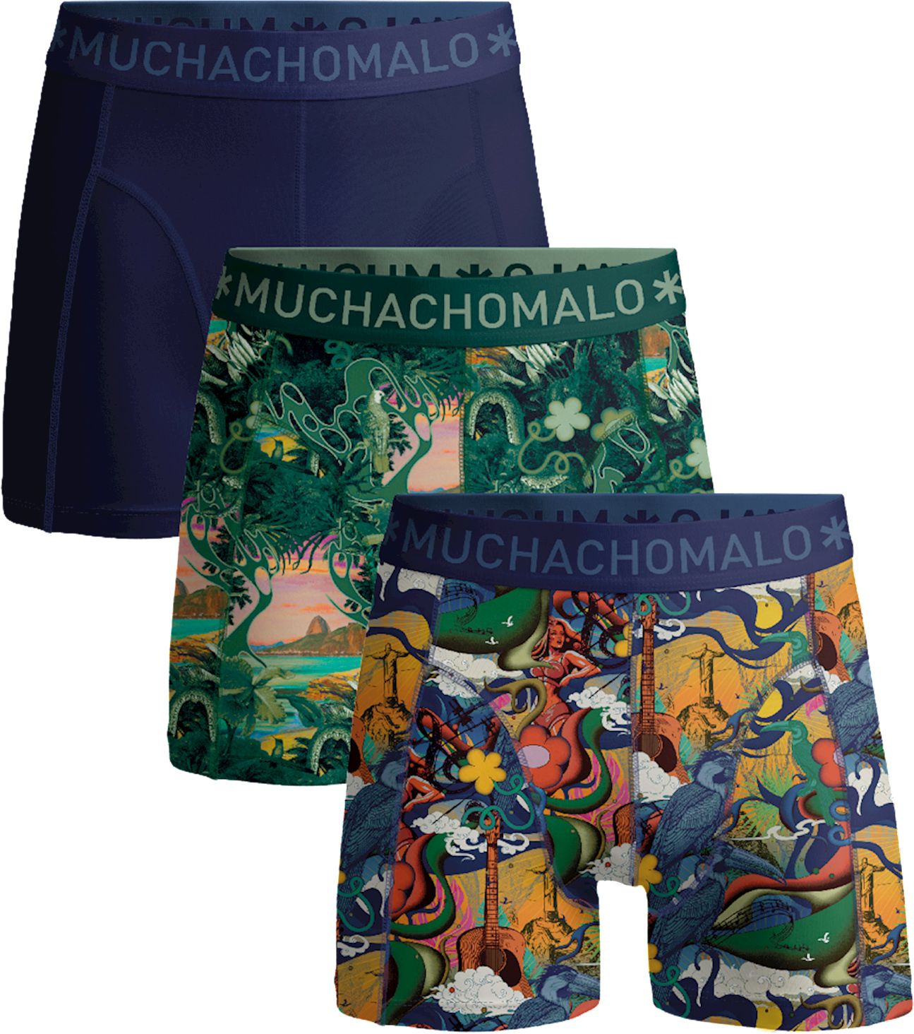 Muchachomalo Boxershorts 3-Pack Rio RIO1010-07-Print/Print/Blue order online | Suitable