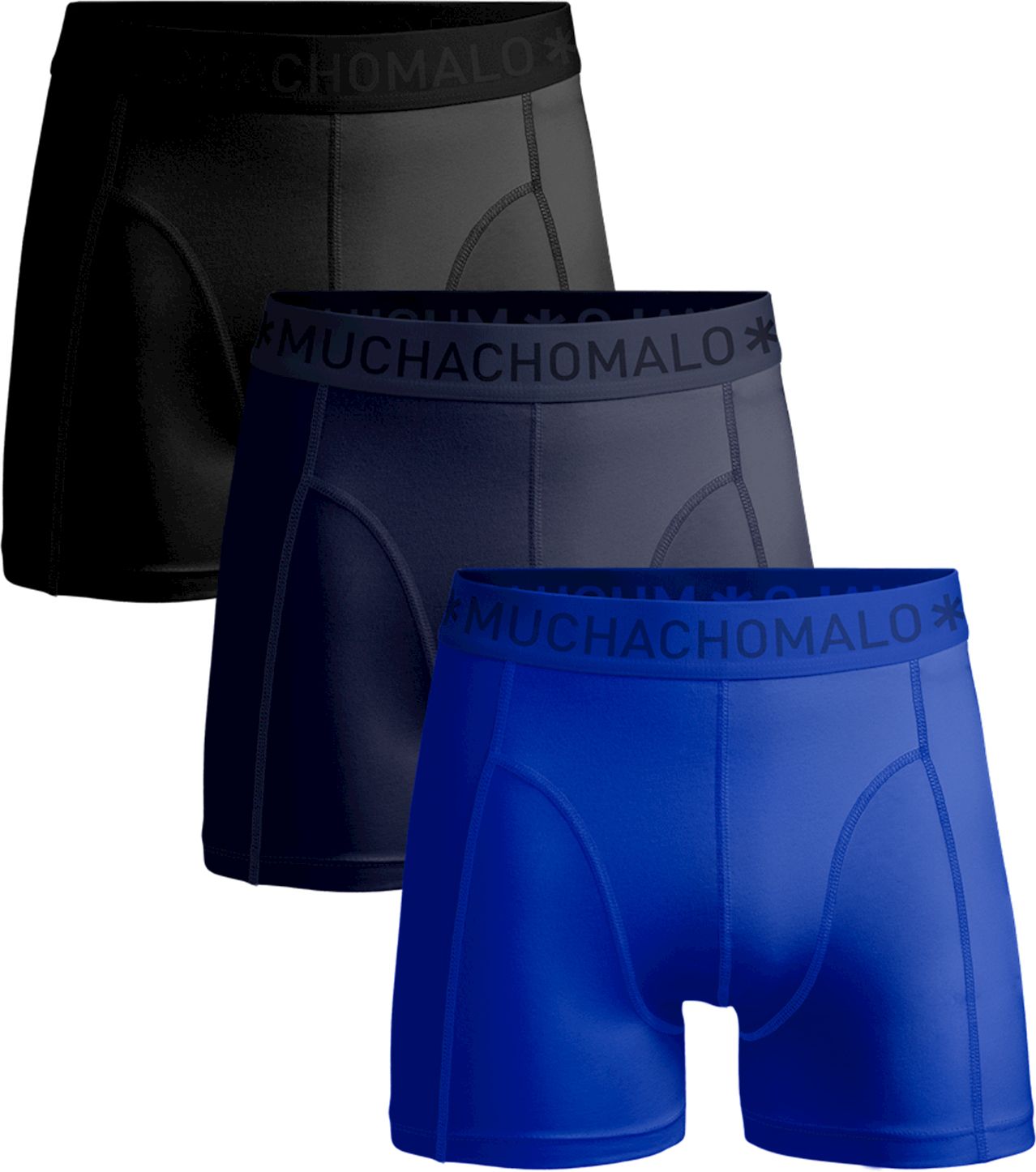 Muchachomalo Boxershorts 3-Pack Microfiber Black Dark Blue Blue size M