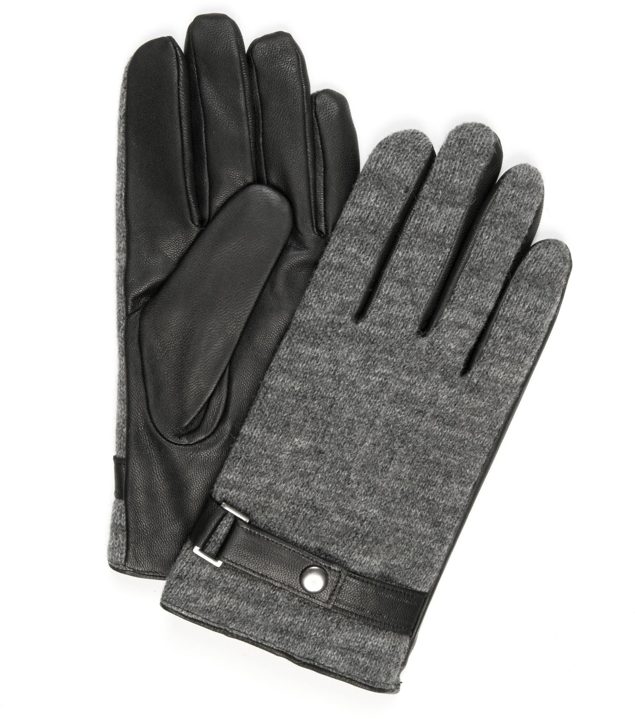 Profuomo Leather Gloves Nappa Grey Black size 9