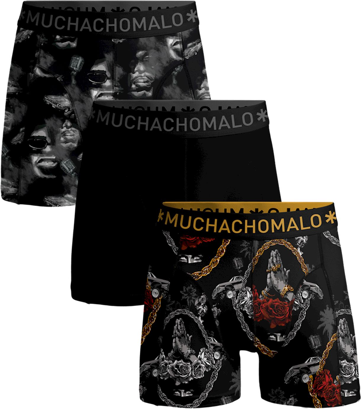 Muchachomalo Boxer Shorts Gangsta Paradise 3-Pack Multicolour Black size L