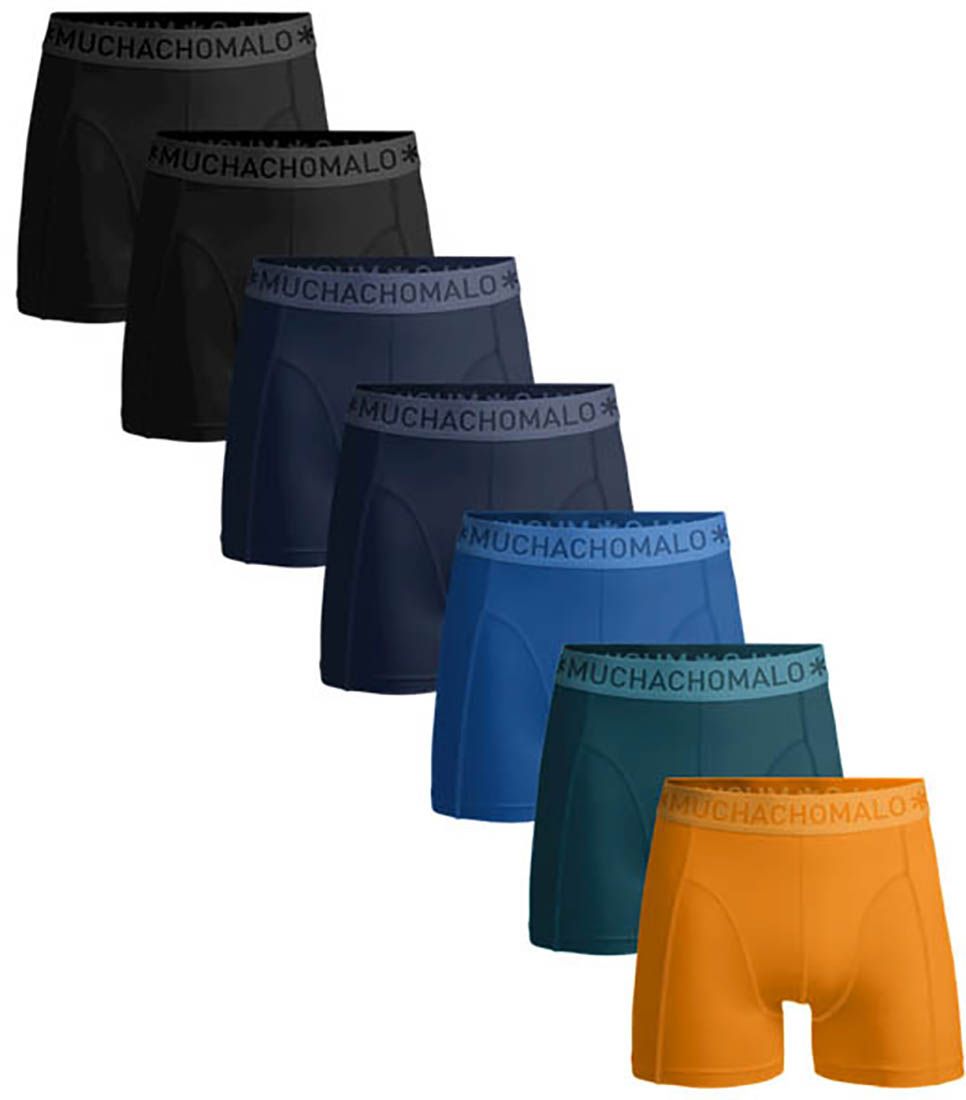 Muchachomalo Boxershorts 7-Pack Solid 1010 Dark Blue Blue Black Green Dark Green Orange size L