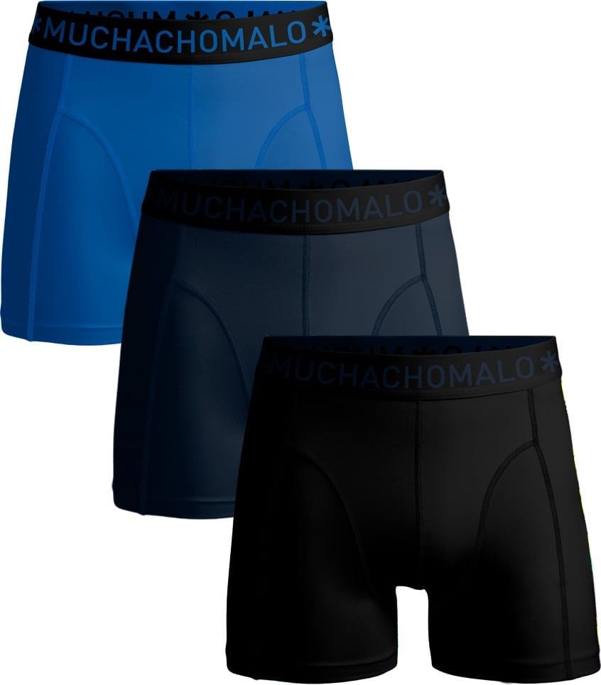 Muchachomalo Boxershorts Plain 3-Pack Blue Dark Blue Black size L