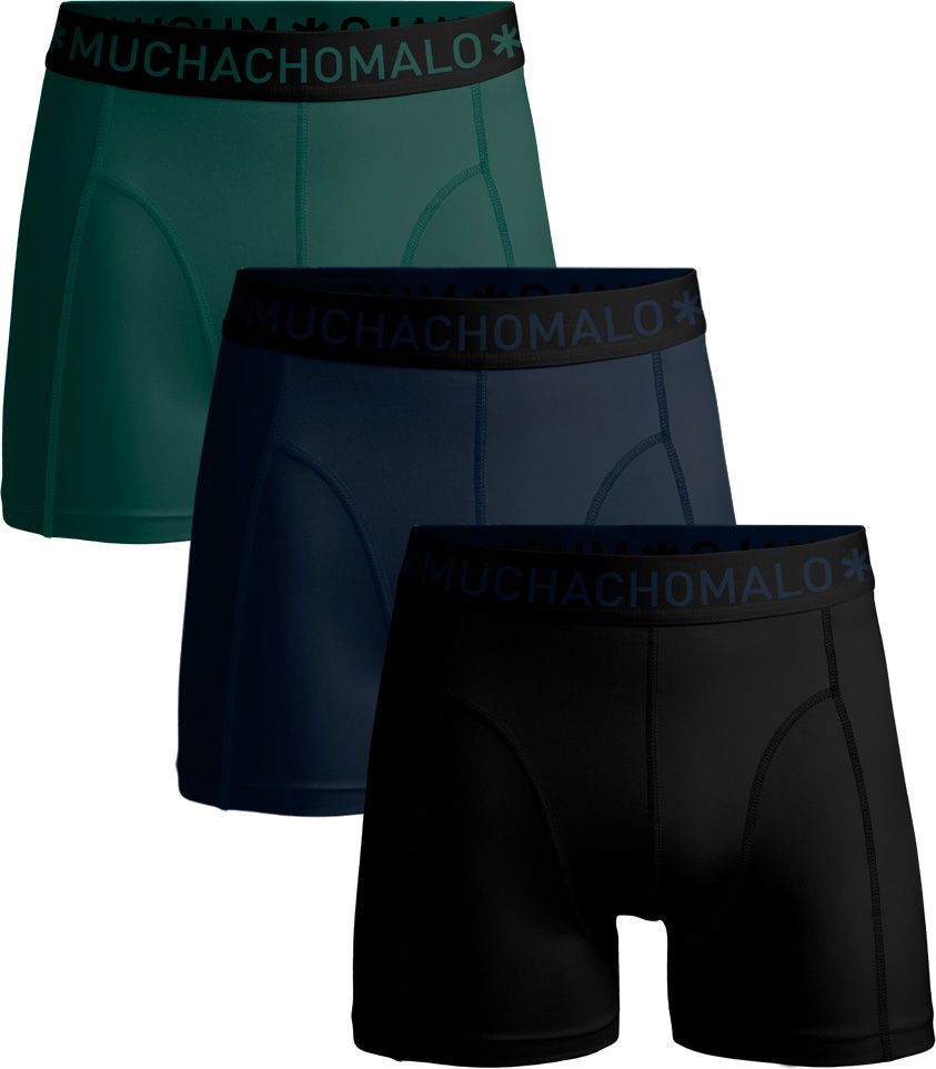 Muchachomalo Boxershorts Plain 3-Pack Blue Black Green size L