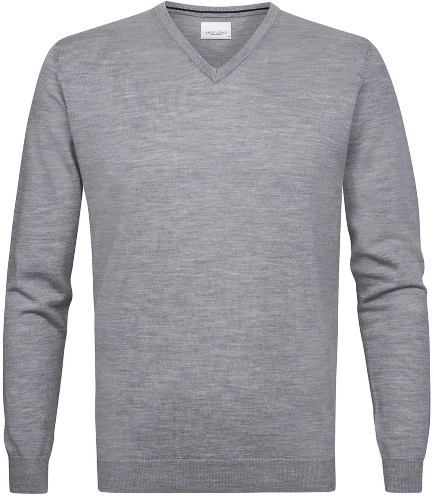 Profuomo Pullover V-Neck Merino Wool Grey size S