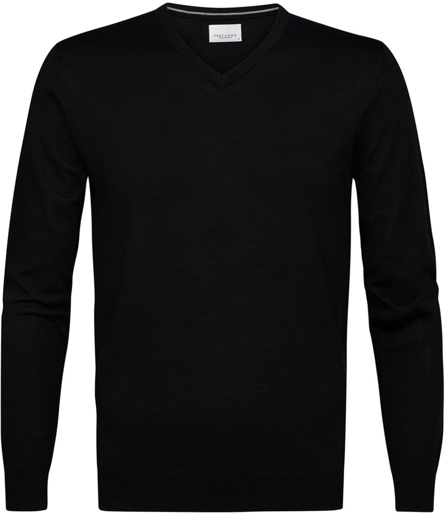 Profuomo Pullover V-Neck Merino Wool Black size M