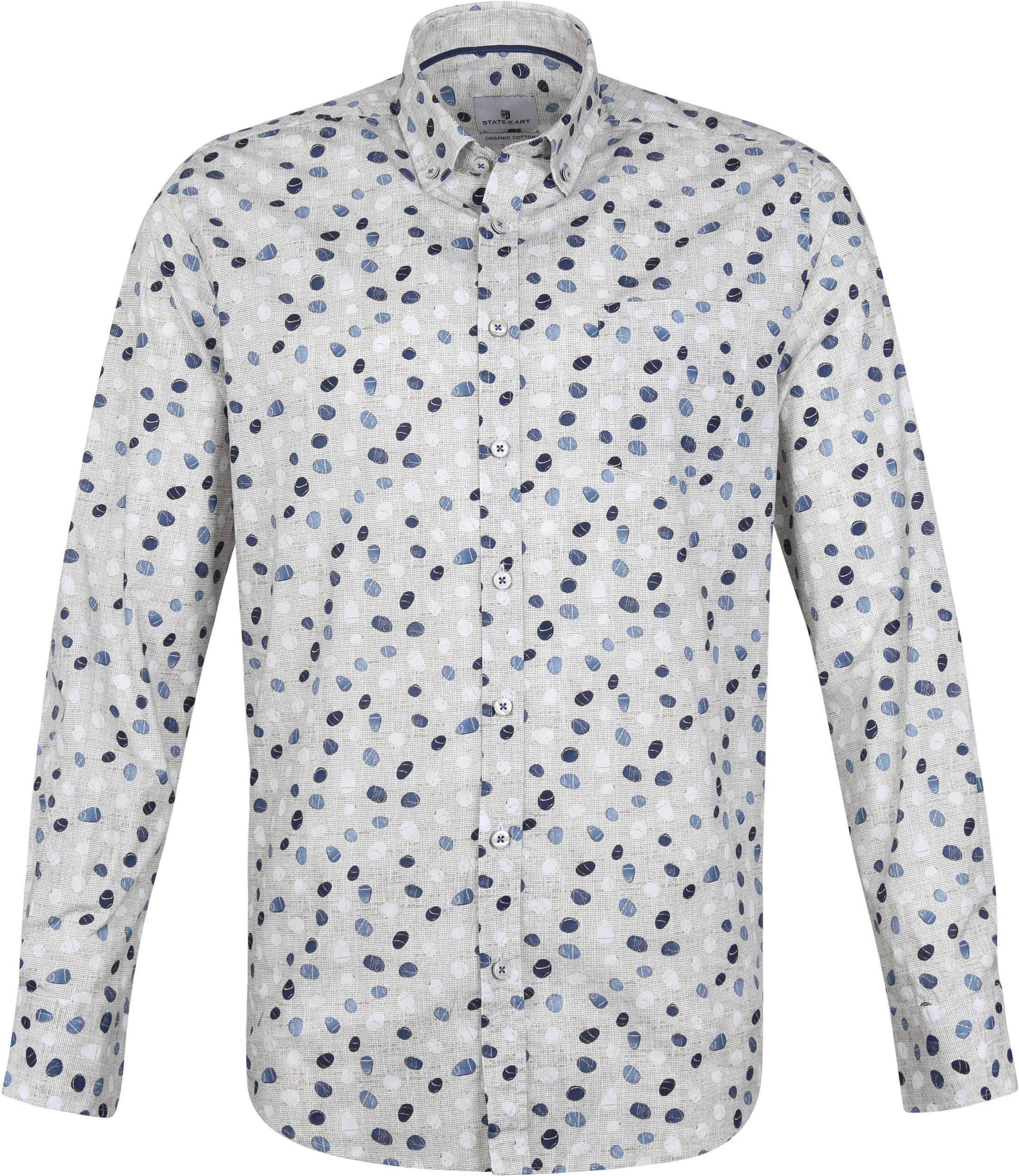 State Of Art Shirt Dots Grey Blue size L